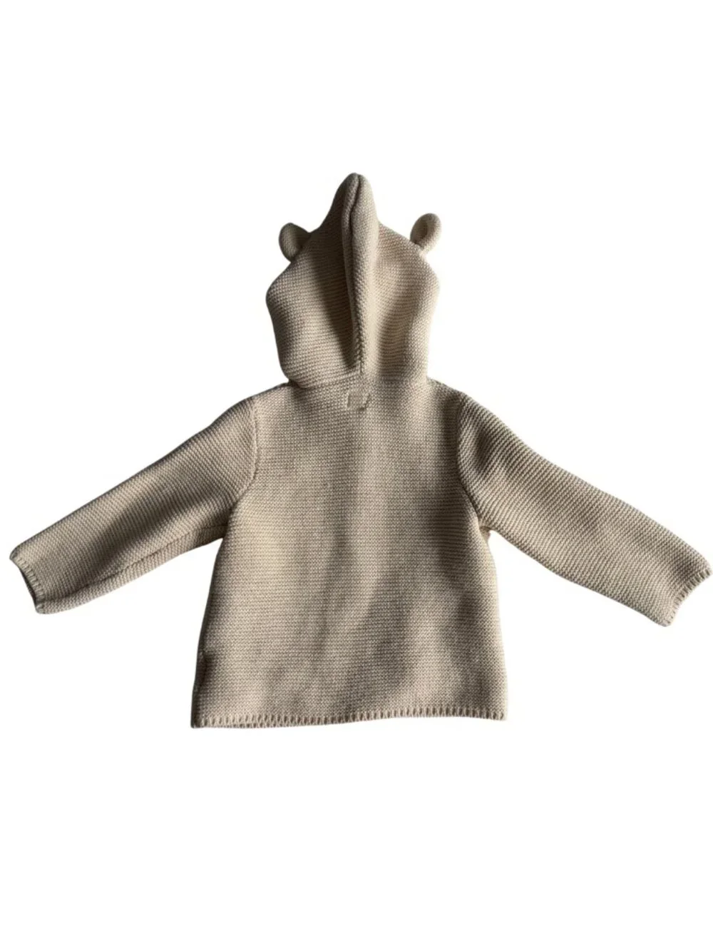 Gap Baby Bear Ear Knit Hooded Cardigan Sweater Cream 18-24M